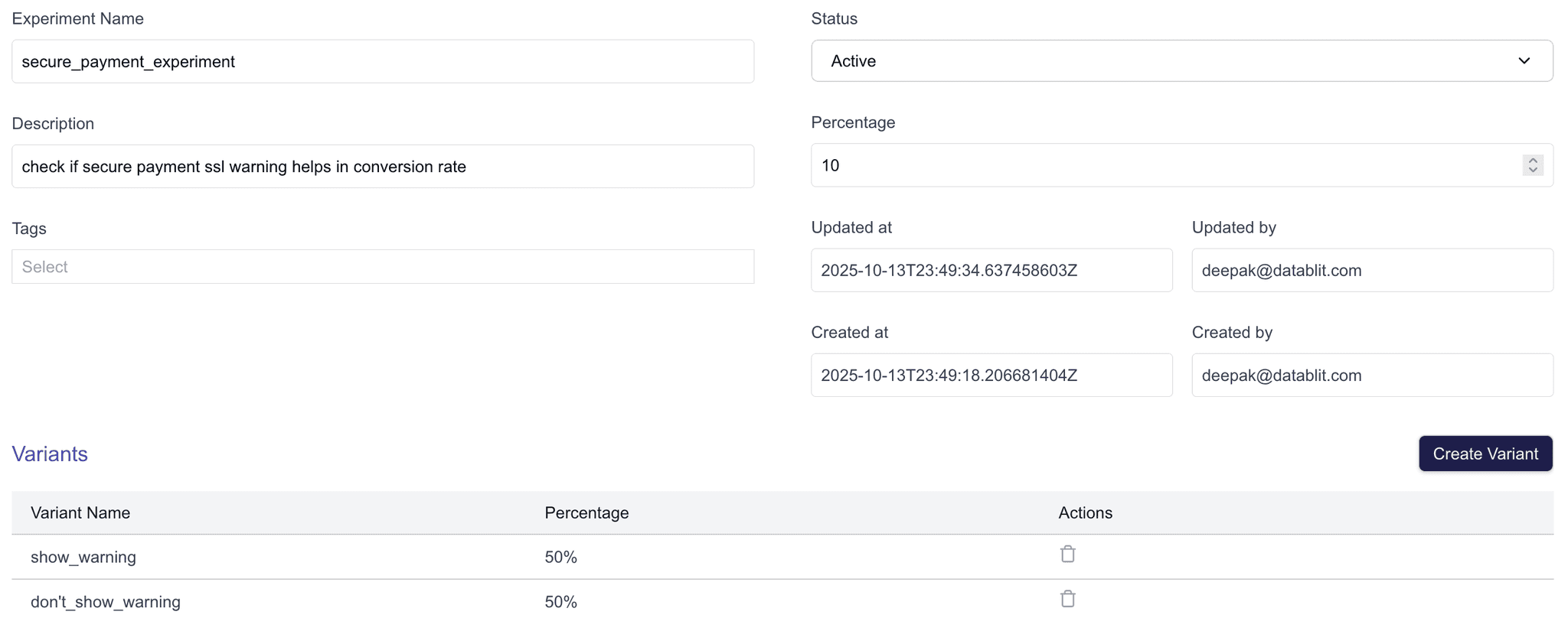 secure payment warning experiment setup